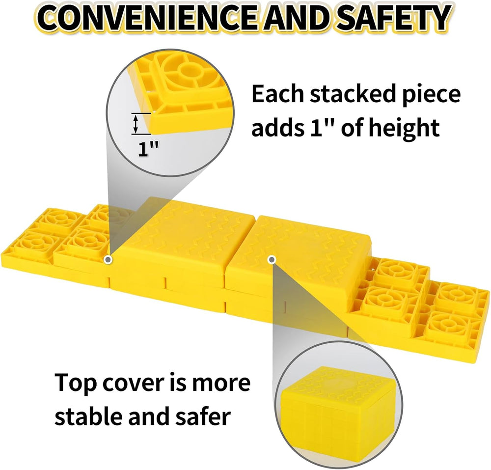 OULEME 12 Pack RV Leveling Blocks, Stackable Jack Blocks, Interlocking Leveli...