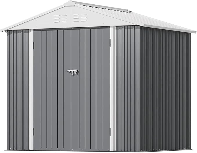 Greesum 8×6FT Outdoor Storage Shed, Metal Patio Storaged Sheds