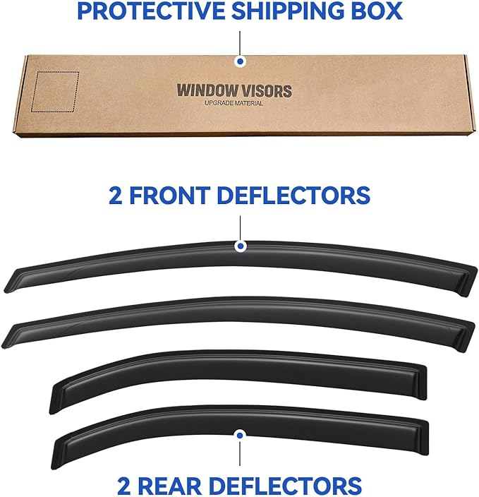 Window Visors Rain Guards for 2012-2017 Kia Rio Hatchback, Out-Channel Window