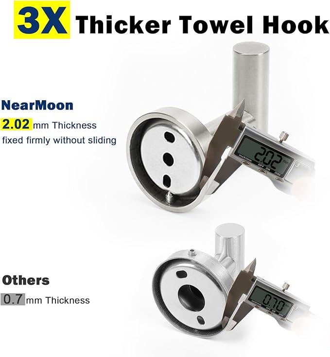 NearMoon Bath Towel Hooks- SUS 304 Stainless Steel Robe Hook Holder, Heavy Du...