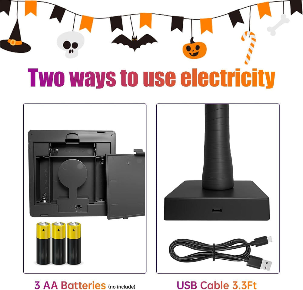 Halloween Decor Indoor, 2 Pack 24 Inch Black Halloween Tree Set, 48 Orange &a...