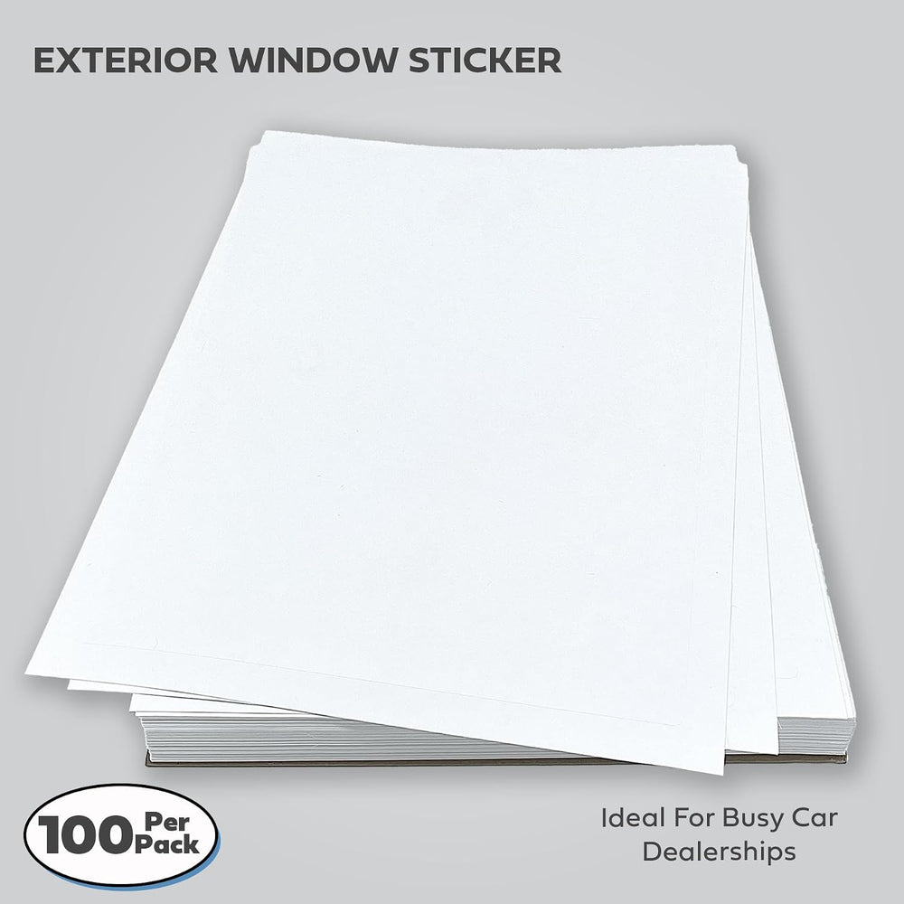 Window Stickers for Car Dealers -Plain Blank White - Exterior, 'Outdoor&#...