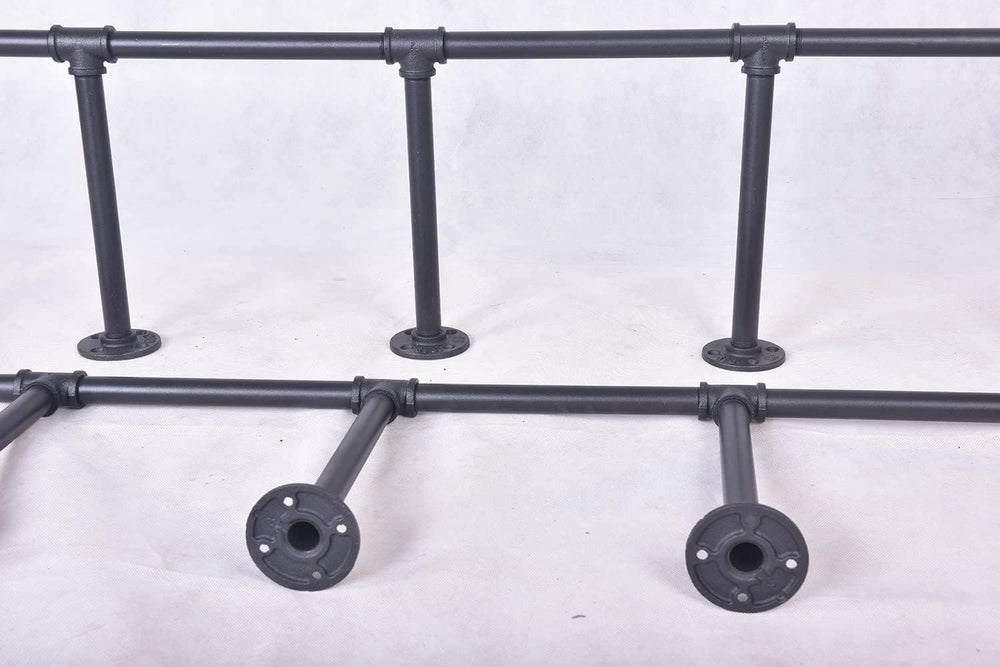 DIY Industrial Black Pipe Bookshelf Wall Ceiling Mounted Open Bookshelf Parts...