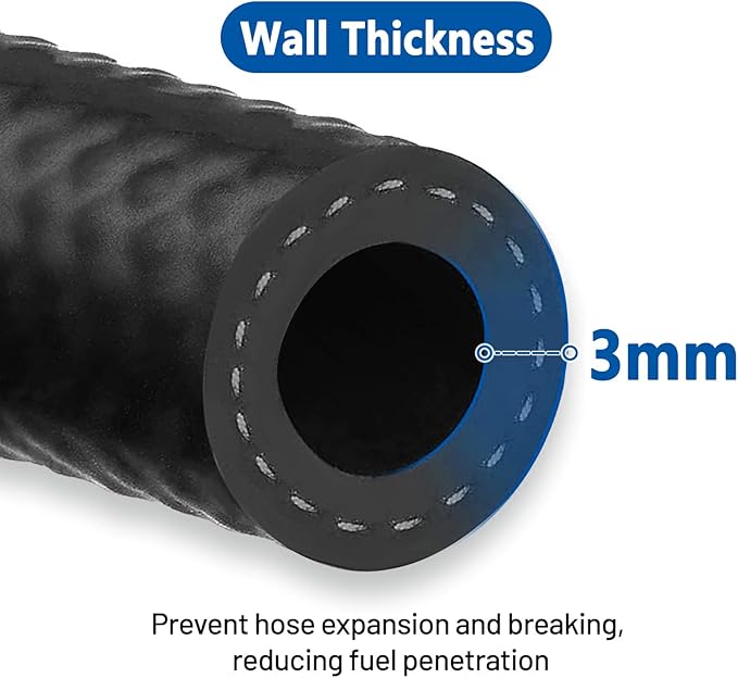 LokoCar Rubber Fuel Hose Line Push Lock 3/8" ID SAE 30R7 NBR 25ft 300PSI...