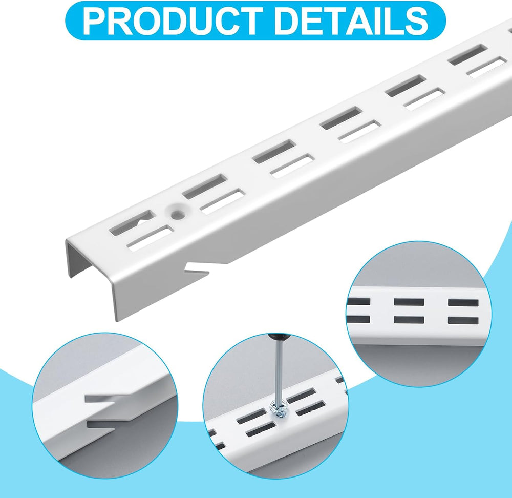 Tandefio 12 Pcs Shelf Rails Track System, 47.5 Inches Wall Mounted Bracket