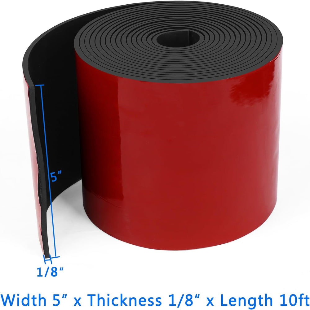 Adhesive Solid Rubber Strips, 5" Wide x 1/8" Thick x 120" Long...
