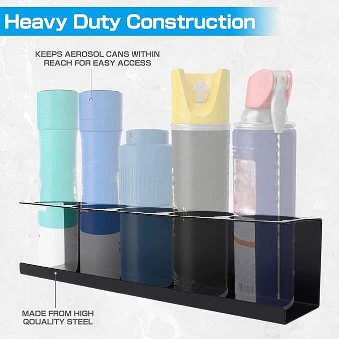 RealPlus Aerosol Spray Can Holder Rack Organizer 5 Cans Spray Bottle Holder (...