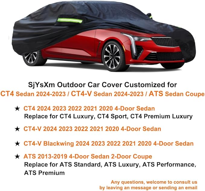 Car Cover Compatible with Cadillac CT4 2020-2025, Waterproof All Weather Car
