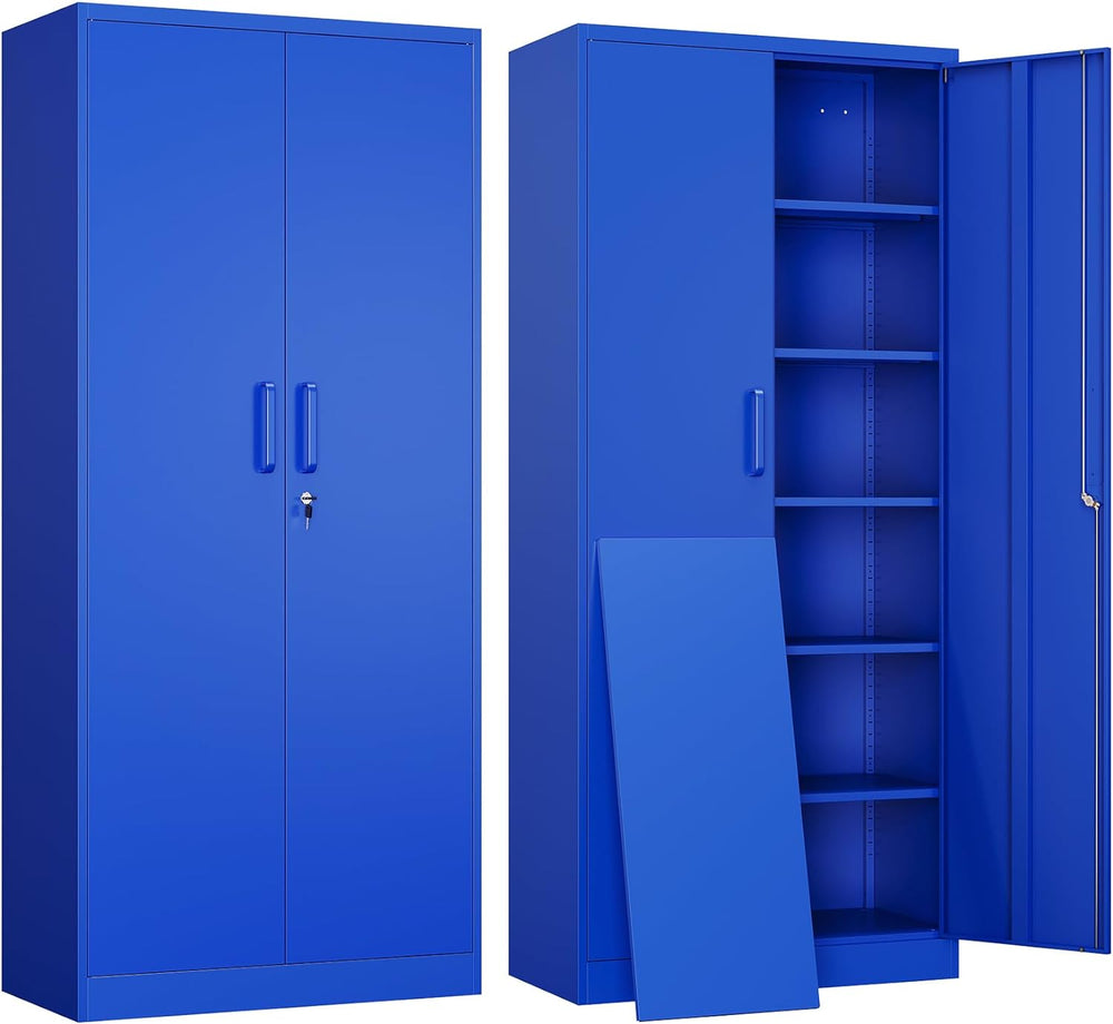 Metal Garage Storage Cabinet with 2 Doors and 5 Adjustable Shelves - 71"...