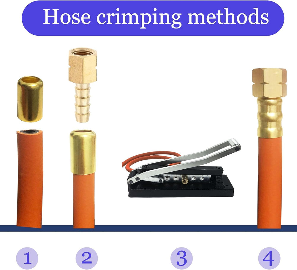 Heavy Duty Bench Hose Crimper for 1/4, 5/16, 3/8in ID Hoses, 100 Ferrules