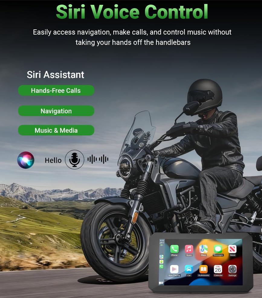 C3 Plus Motorcycle Carplay, 5-inch HD Touchscreen, GPS Navigation System with...