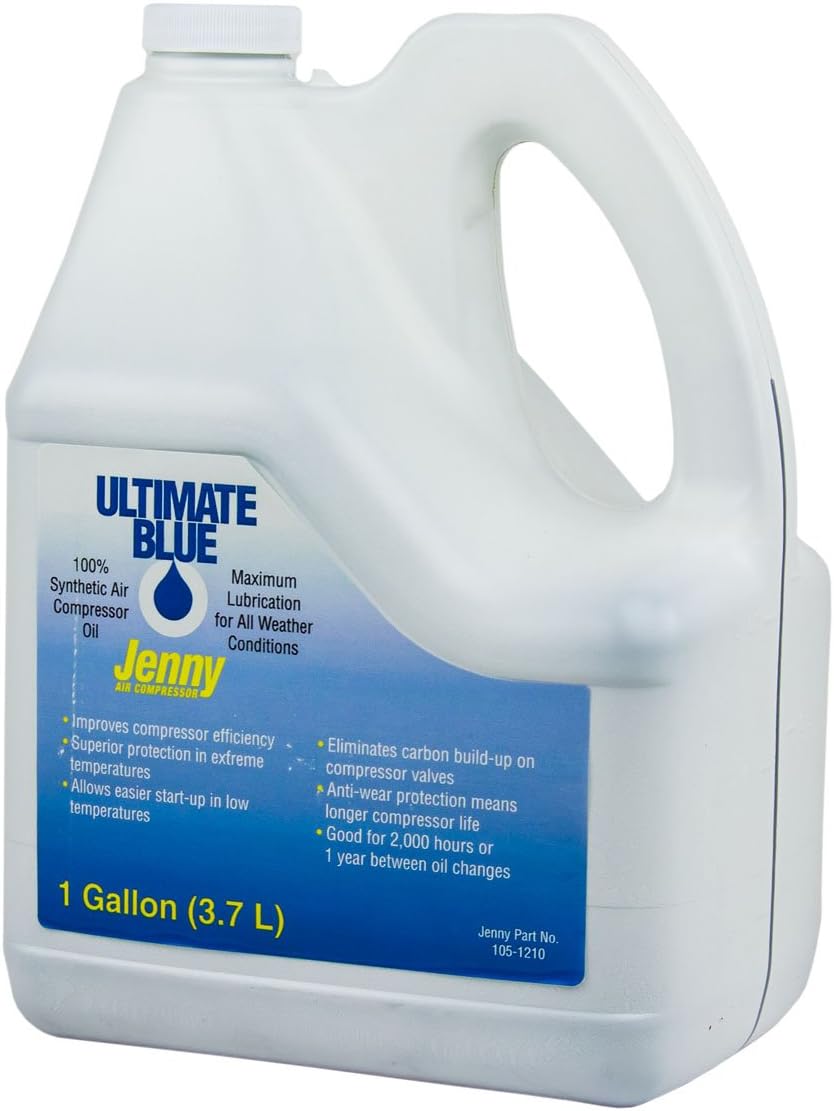 Air Compressor Oil 100% Synthetic 1 GA Gallon Jenny Ultimate Blue 105-1210