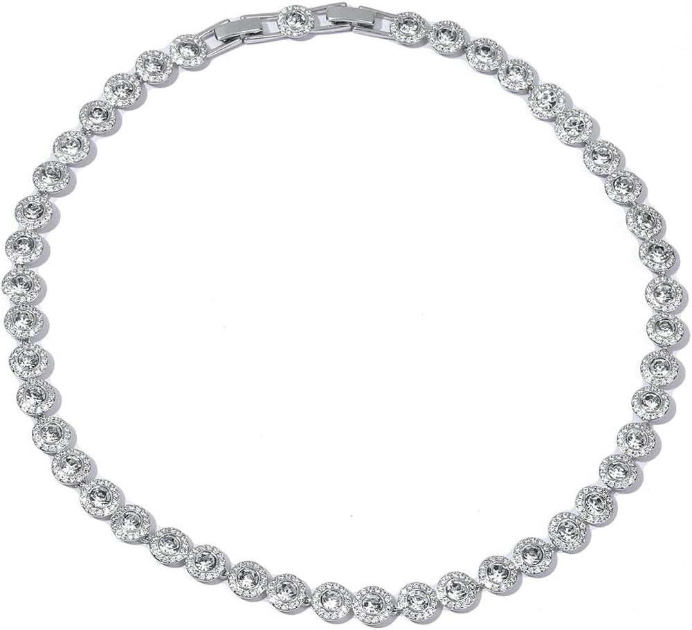 ZOEY Tennis Choker Necklace & Tennis Bracelet for Women, 18K Gold Plated ...