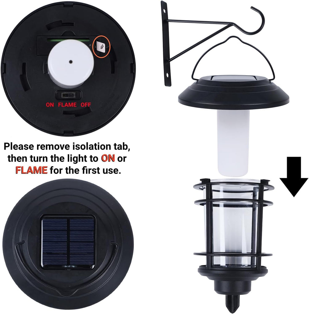 Dynaming Solar Purple Flame Wall Lanterns, Outdoor Halloween Hanging Lights, ...