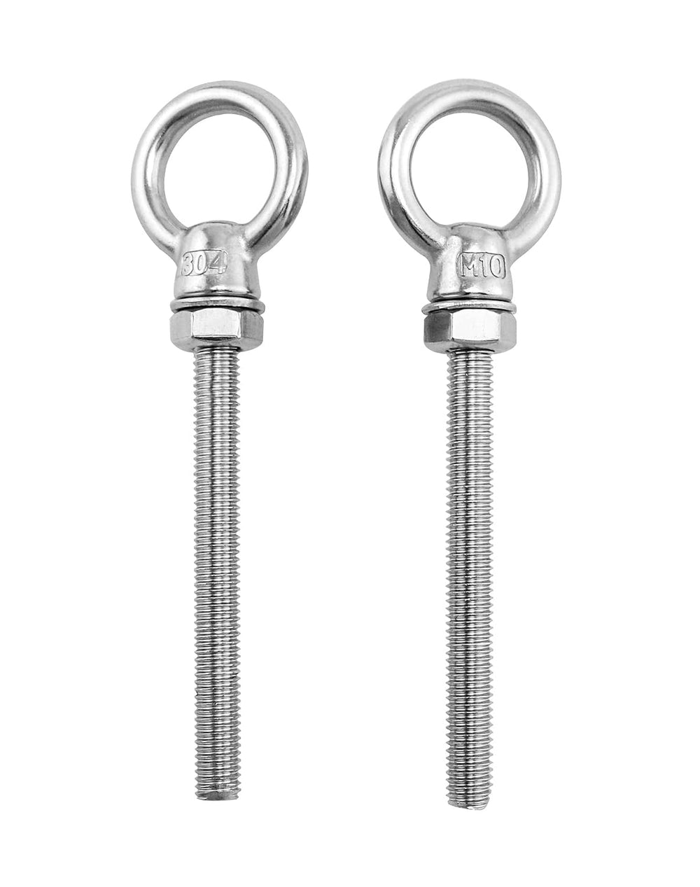 QWORK M10×100mm Stainless Steel Shoulder Eye Bolts – 20 Pack 3/8" x 4&qu...