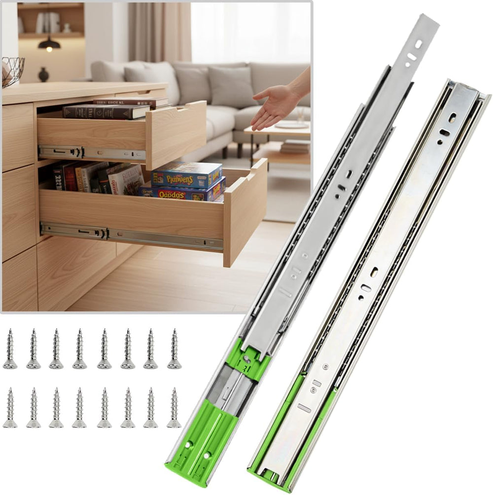 Soft Close 24" Drawer Slides, Full Extension Side Mount, 6 Pairs