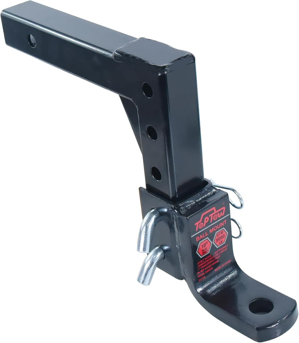 TOPTOW 64189 AdjustableTrailer Hitch Ball Mount with 5/8 inch Hitch Pin, 10 i...