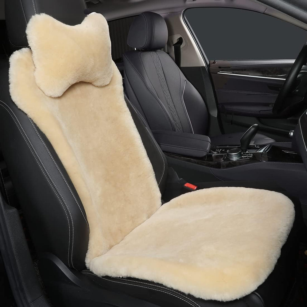 Fuzzy Sheepskin Car Seat Cover for Soft Fur Genuine Wool Cushion