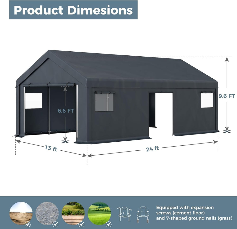 13x24 ft Carport Storage Shelter Shed Outdoor Portable Garage