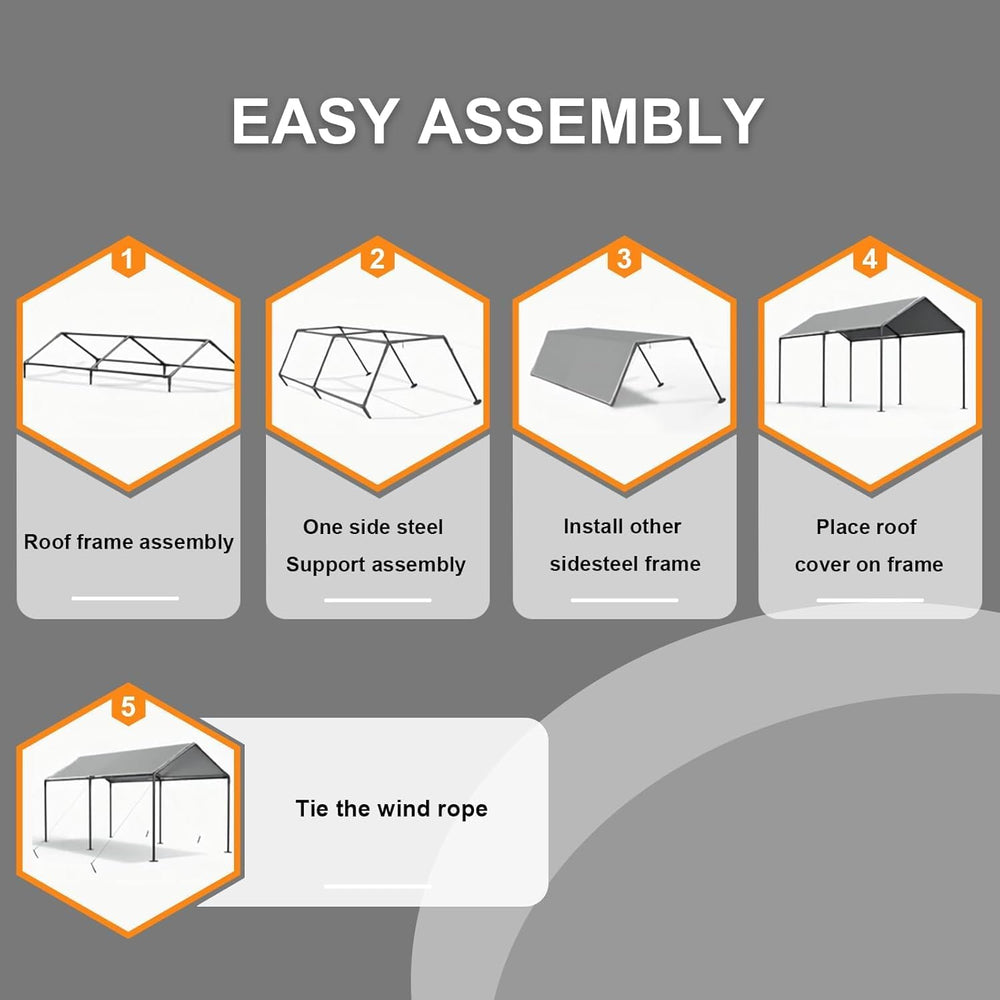 Carport, 10x20ft Heavy Duty Portable Garage, Car Port with Storage Shed, Car ...