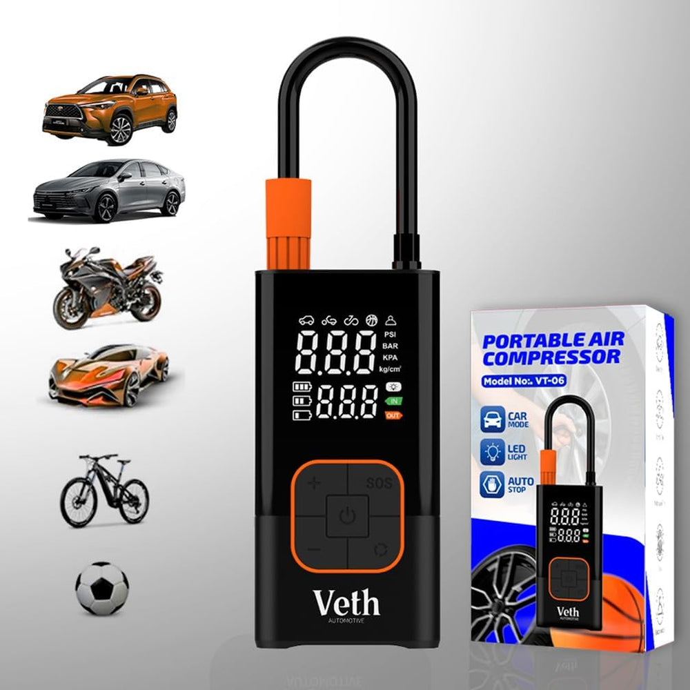 VT06 Portable Tire Inflator, 150 PSI Cordless Air Pump