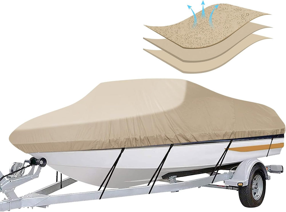 iCOVER Trailerable Boat Cover- 20'-23' Heavy Duty Waterproof Tarp Cov...