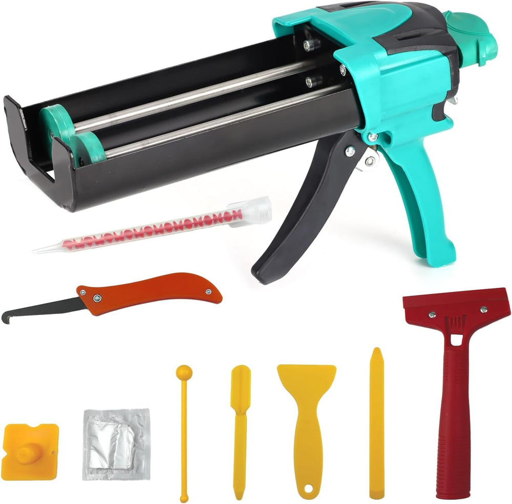 Double Caulking Gun,Dual Epoxy Gun for 400 mL(13.5 fl oz,1:1 Mix Ratio),Manua...