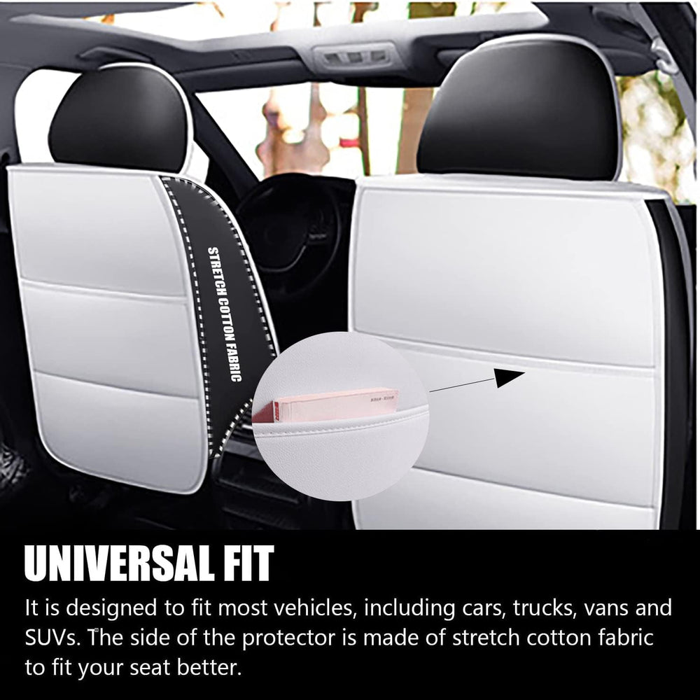 Car Seat Covers Full Set,Universal White PU Leather Auto Seat Protectors