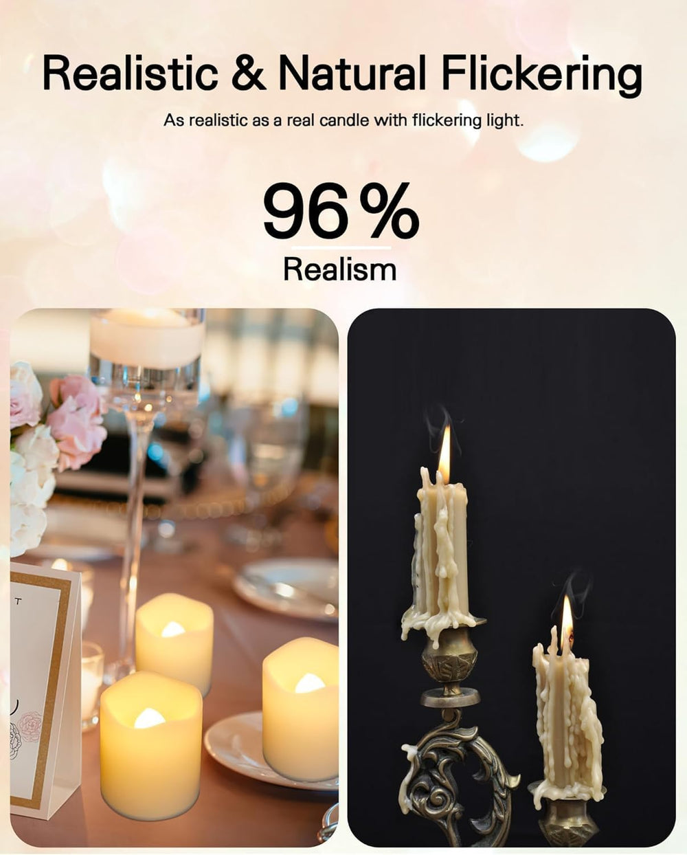 SHYMERY Flameless Votive Candles,50 Pack Flickering Electric Fake Battery Ope...