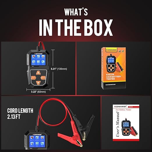 KONNWEI KW218 6V 12V Car Battery Tester 100-2000 CCA Automotive Battery Load