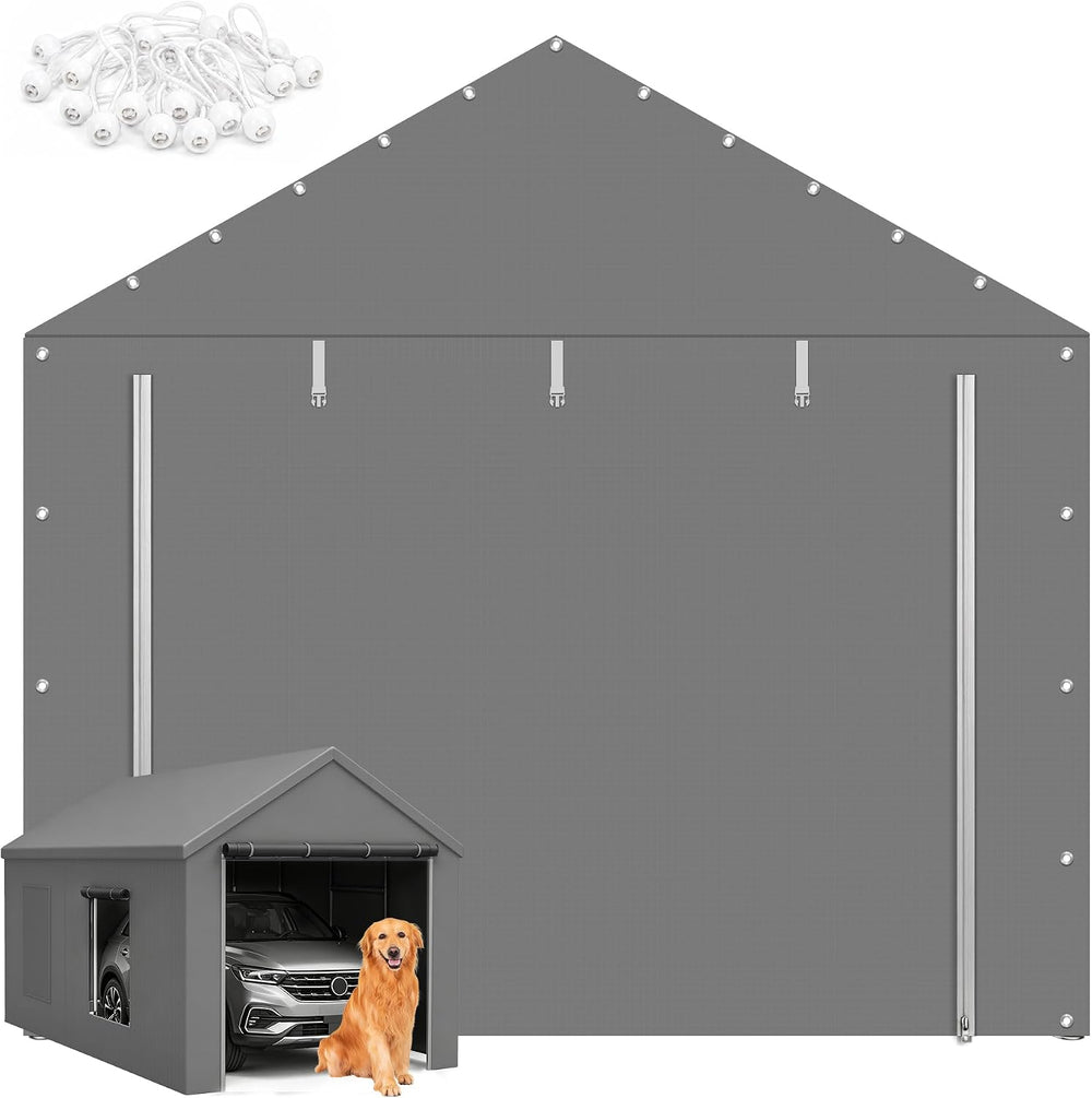 10x20 FT Carport Replacement Zipper Door,180G PE Waterproof UV Protected Tarp...