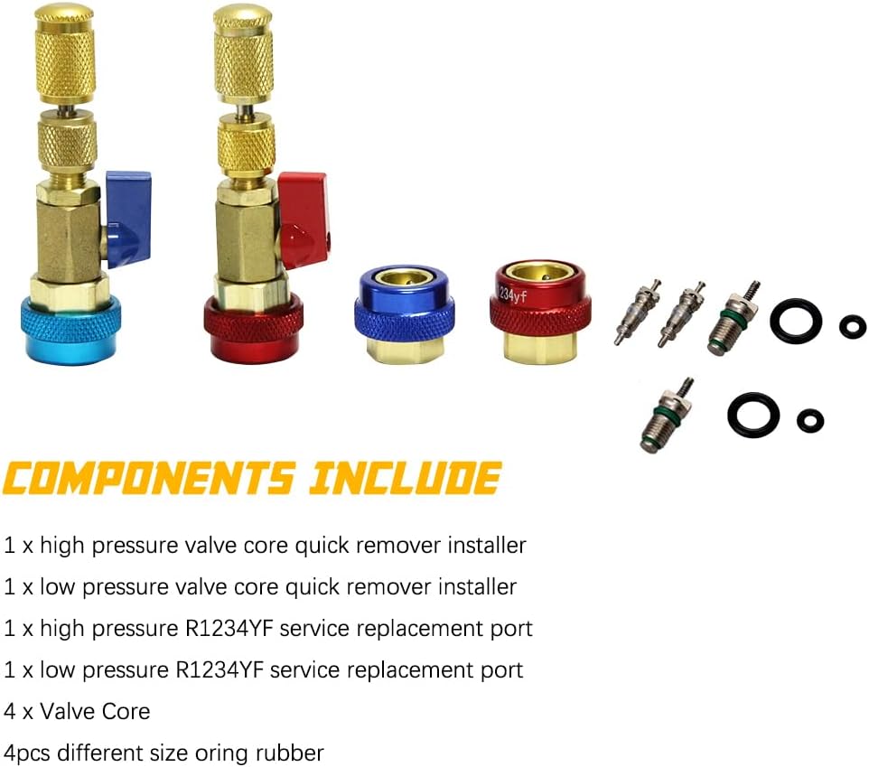 R134A R1234YF Air Condithoning Valve Core Remover Tool, High Low Pressure Val...