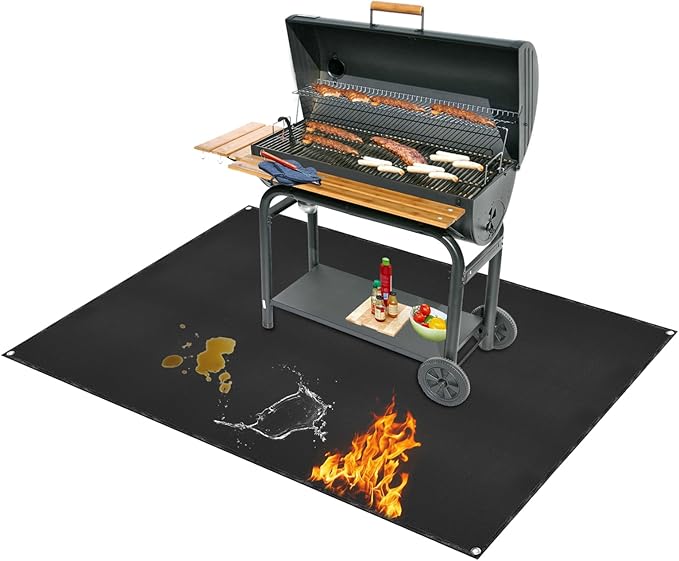 Under Grill Mat for Outdoor Grilling, 60 x 48 inches Double-Sided Fireproof