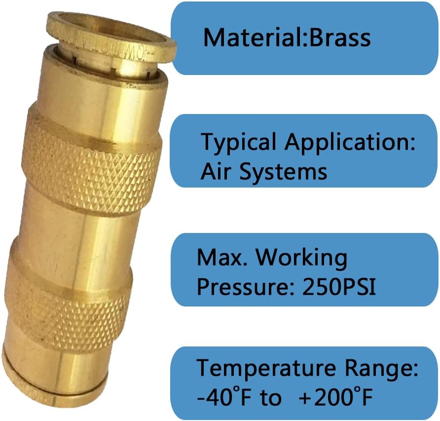 5/8" Tube OD Push-to-Connect Pneumatic Fittings Set - DOT Air Brake Line...