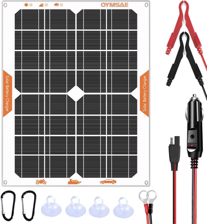 OYMSAE 20W 12V Solar Panel Battery Charger Portable Waterproof Power Trickle