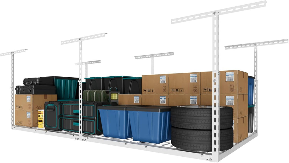 4X8FT Overhead Garage Storage Rack, 26"-40" Height Adjustable Garag...