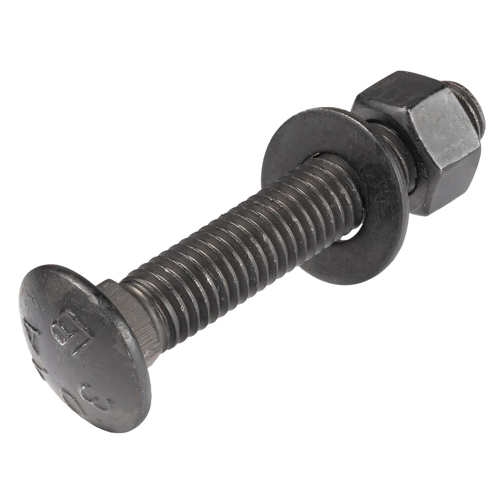 3/8" x 2" (25 Pack) Black Carriage Bolt Kit, Grade 307A, Ceramic Co...