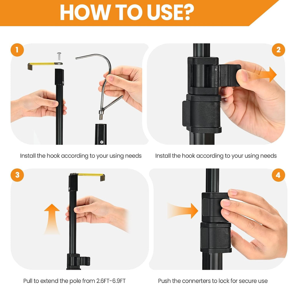 Magnetically Mounted 6.9 Ft Truck Cargo Grabber Reach Retriever Tool