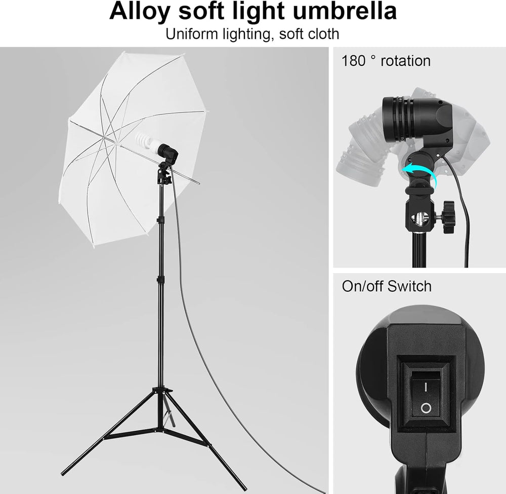 Photography Lighting kit with Backdrops, 8.5x10ft Backdrop Stands, UL Certifi...