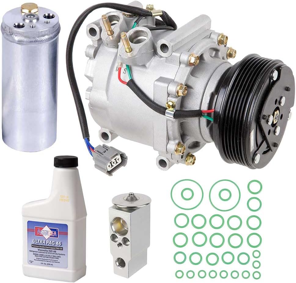 AC Compressor & A/C Kit For Honda Civic 1.7L 2002 2003 2004 2005 w/ 3-Wir...