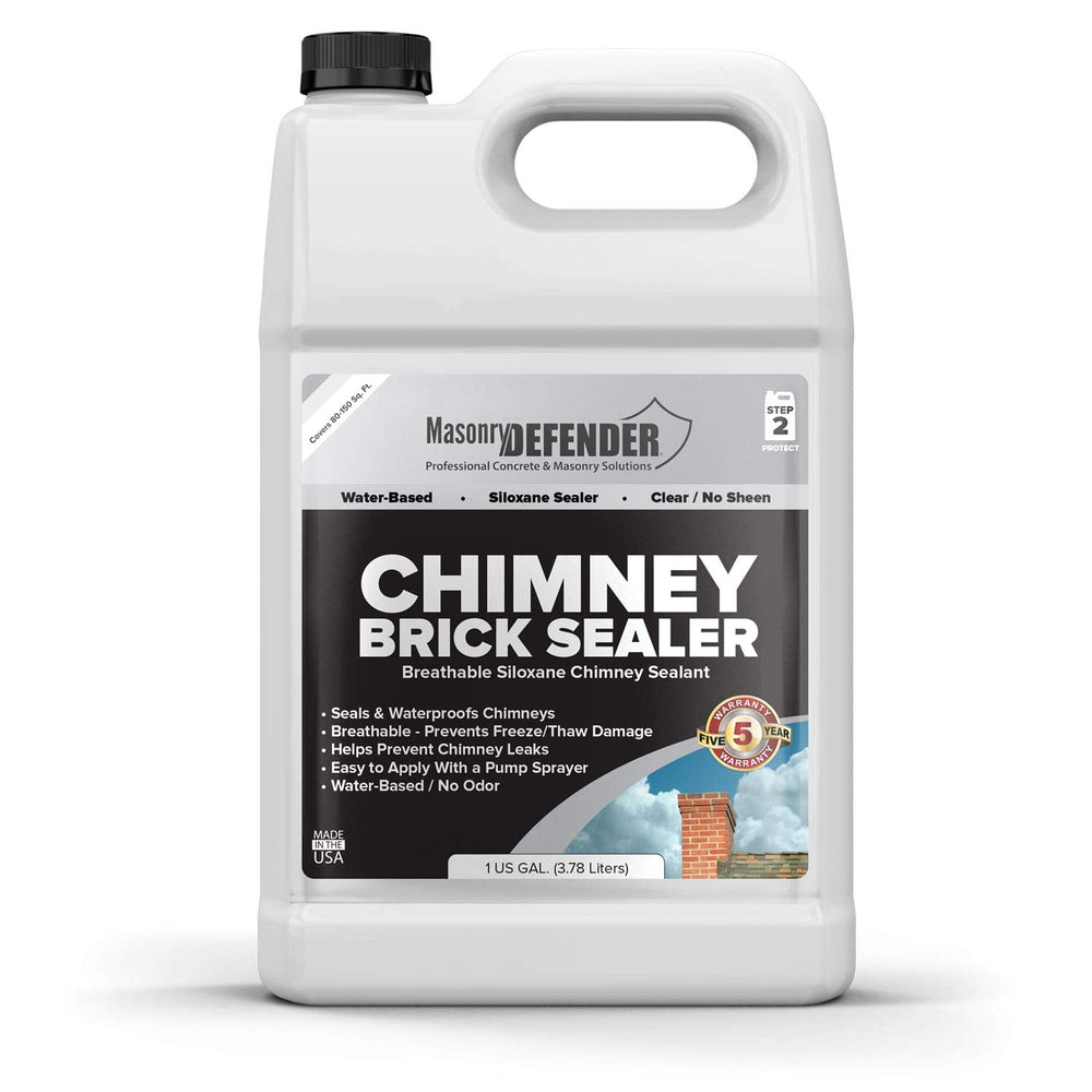MasonryDefender Chimney Brick Sealer, Clear Water-Based Siloxane Sealer - Bre...