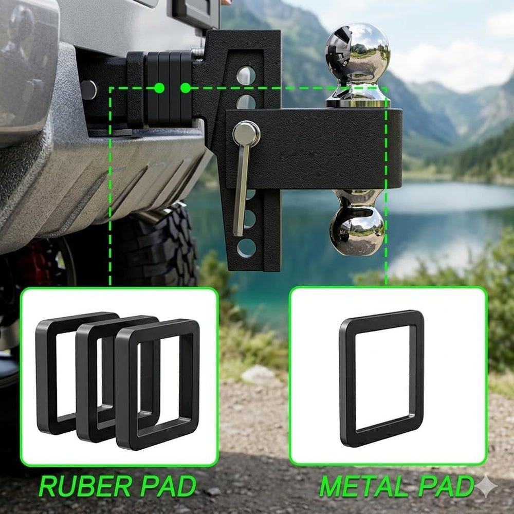 Adjustable Trailer Hitch - Fits 2 Inch Receiver Only, 6 Inch Drop/Rise Alumin...