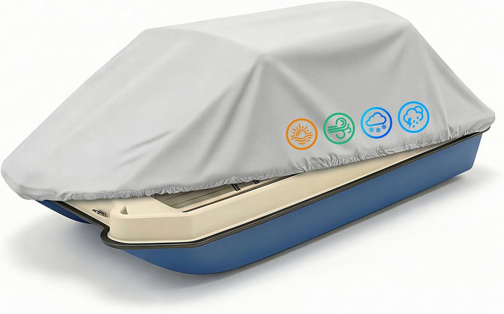 1200D Pond Boat Cover for 8'-10'L,Gray