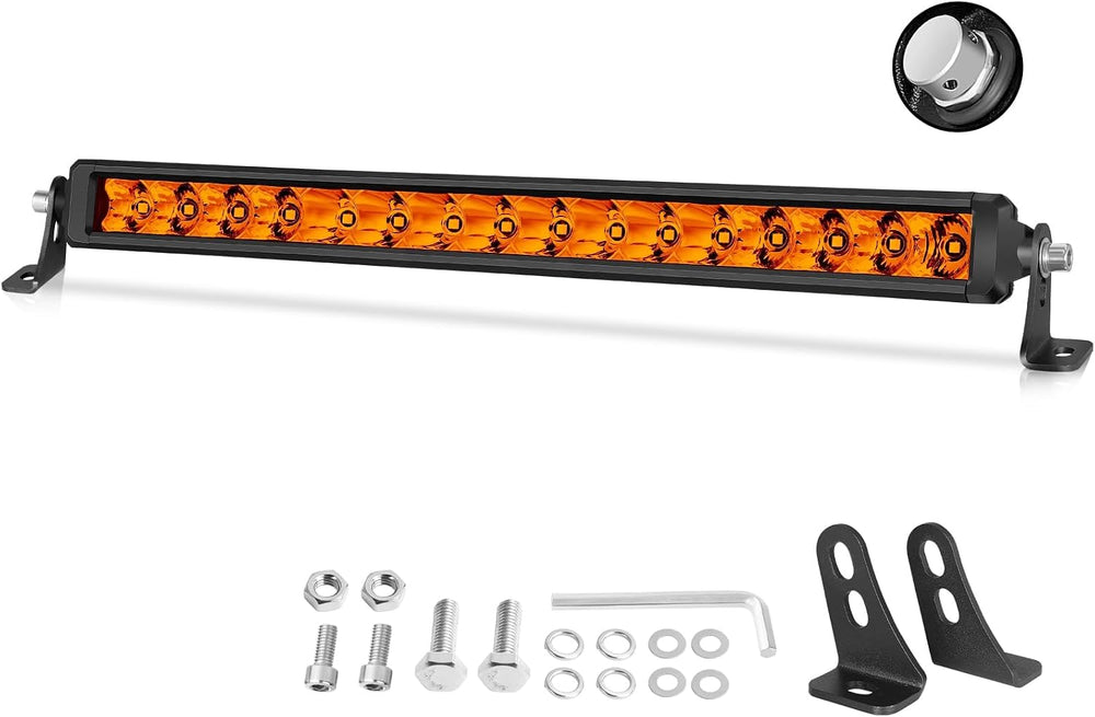 Amber LED Light Bar 18 Inch 160W Slim Single Row Off Road Driving Fog Light