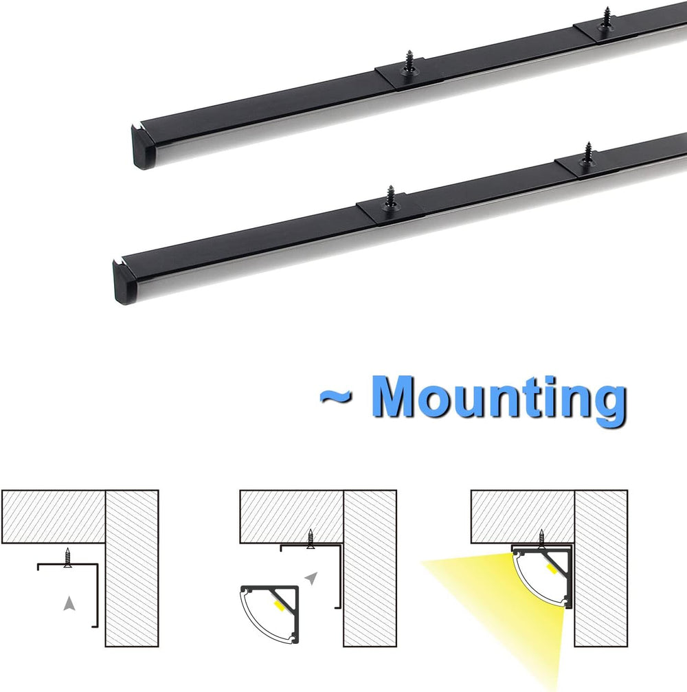 VST 6Pack 3.3 ft Black LED Aluminum Channel with Milky White Cover V Shape 16...