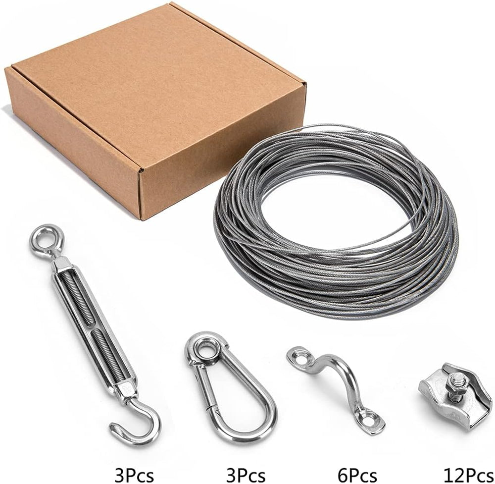 Globe String Light Suspension Kit, Outdoor Light Guide Wire, Vinyl Coated Sta...