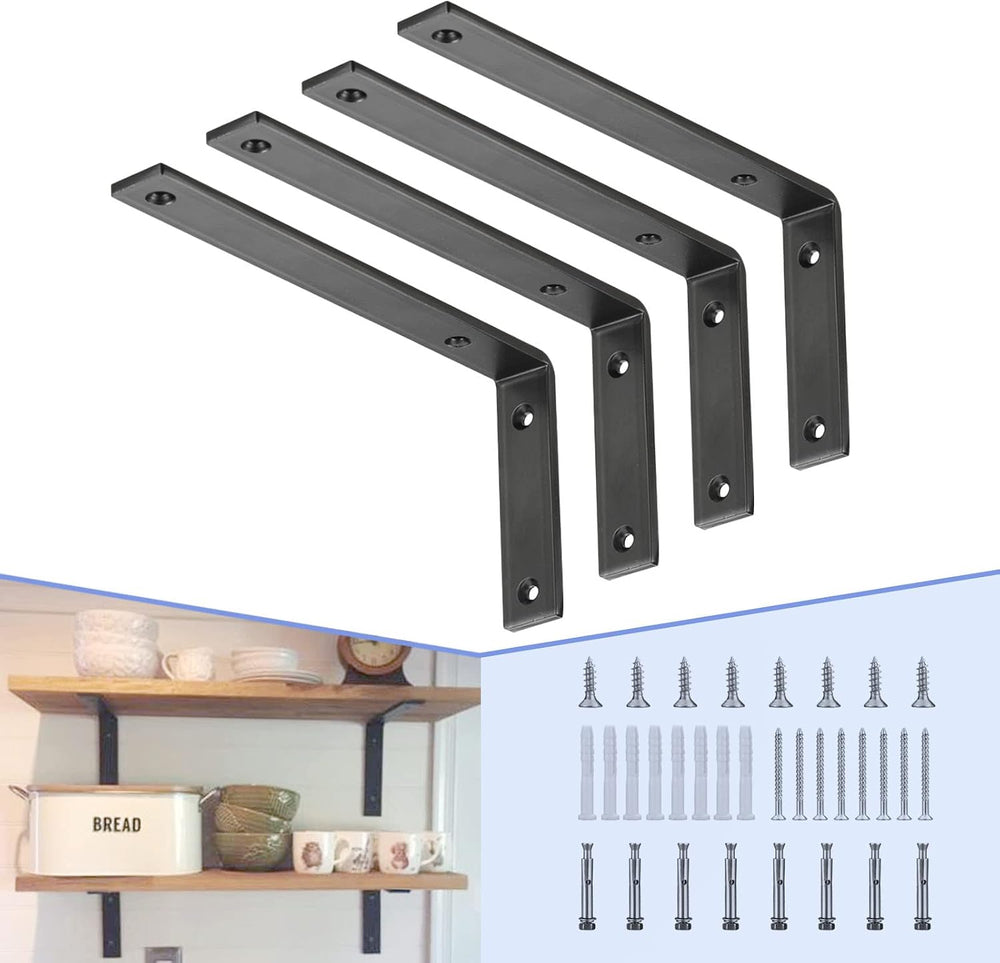 CLT Black Shelf Bracket, 12” X 5” Quarter Inch (1/4") Thick- Max Load: 4...