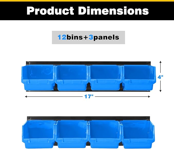 Ultrawall Wall Mounted Storage Bins, Plastic Hanging Storage Organizer Bins