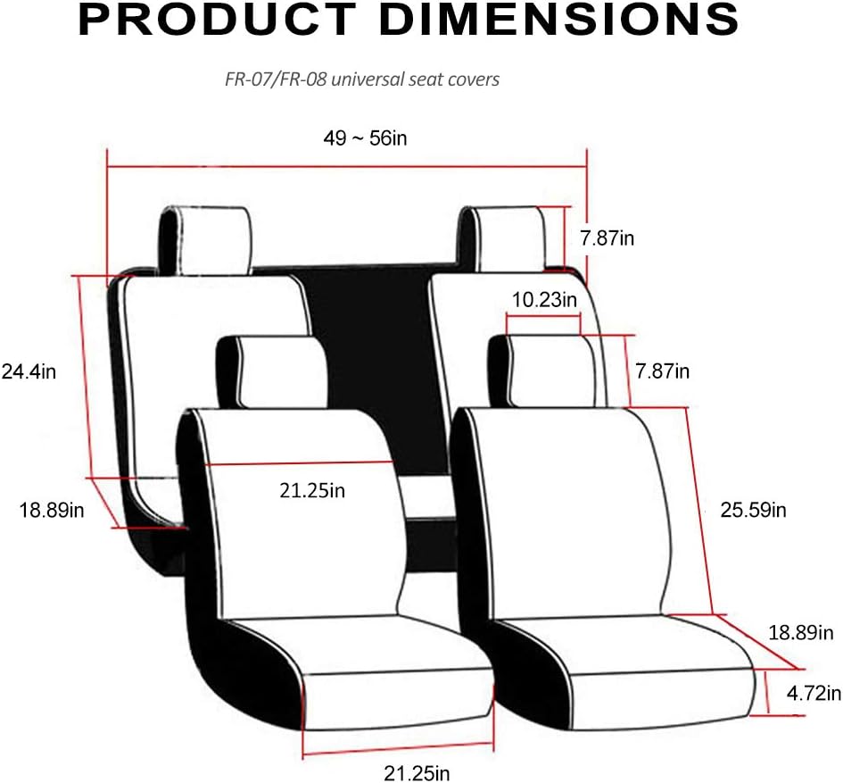 FREESOO Universal Car Seat Covers Full Set Faux Leather Black Blue