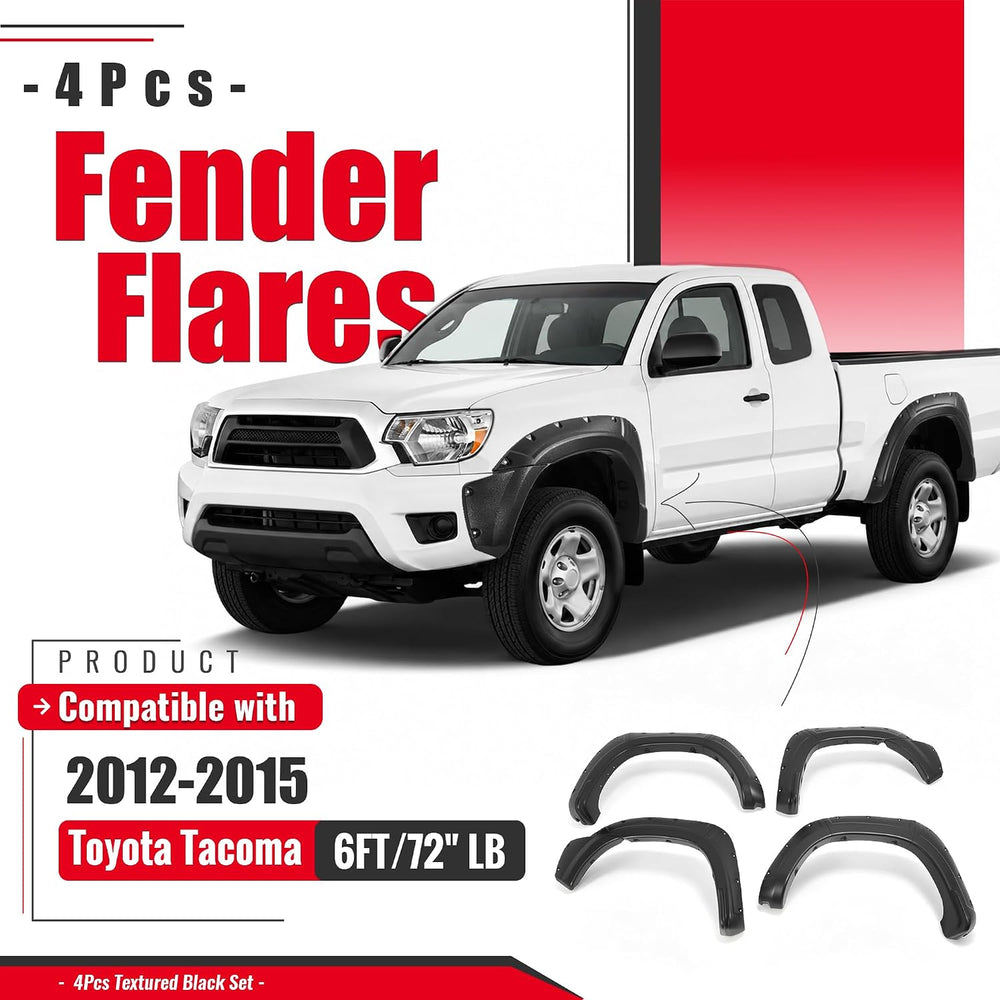 4Pcs Fender Flares Compatible with 2012-2015 Toyota Tacoma | Fleetside 6 FT (...